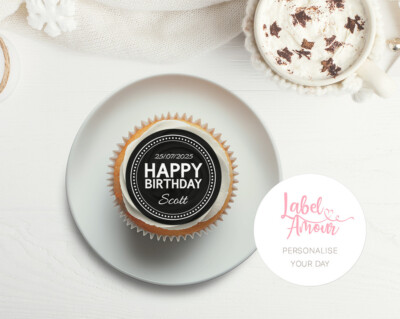 24 personalisierte Text Farbe essbare Cup Cake Topper | Geburtstag Party | Name Datum