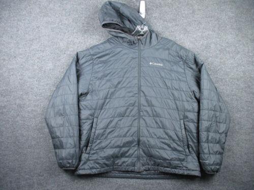 Columbia Jacket Adult XL Gray Long Sleeve Full Zip Hooded Omni Heat Puffer Mens - Picture 1 of 9