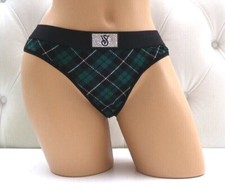 Victoria's Secret SHINE Patch Cotton Modal Thong Panty in Green Plaid M L XL XXL