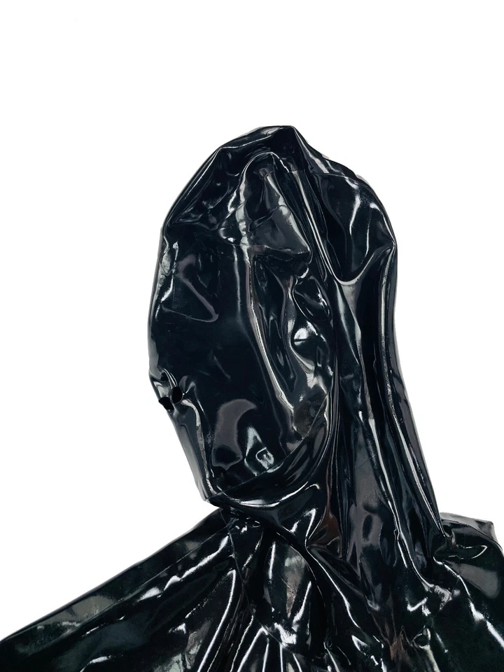 Latex gummi catsuit full cover bodysuit only open nose hole fingerless back zip - Image 3 of 4