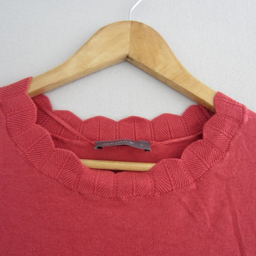 Jacqui E Top Womens Jumper 14 Orange Tight Knit Pullover Sweater Short Sleeve - Picture 2 of 14