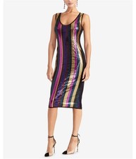 Rachel Roy Womens Sequin Stripe Sheath Dress, Multicoloured, 0