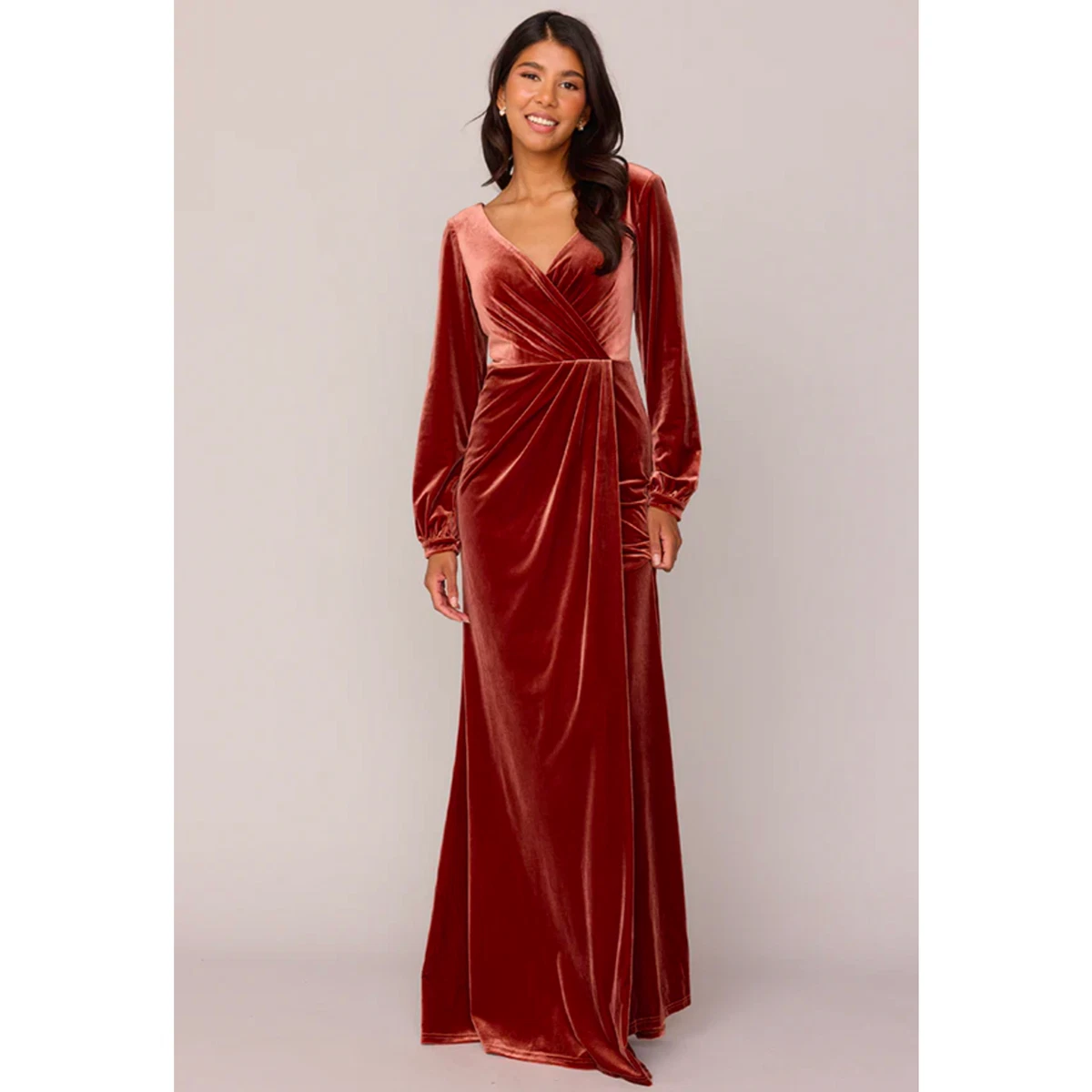 chinese dress ladies Zapaka Women Dark Green Prom Dress A-Line Long Wrap Long Sleeves Velvet Evening Dress, Dark Green / S