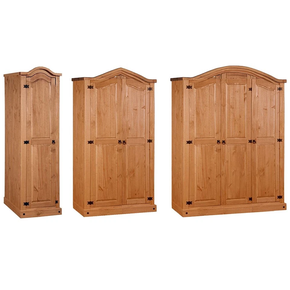 HOME DISCOUNT Corona 1 2 3 Door Wardrobe Solid Pine Wood Mexican Bedroom Furniture Arc Top