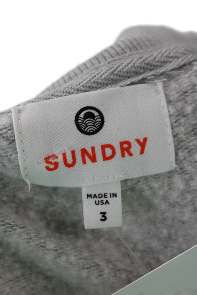 Suéter pulôver feminino Sundry cinza gola redonda manga longa tamanho 2 - Imagem 4 de 4
