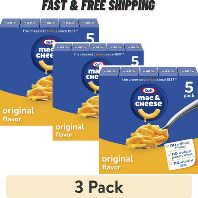 Kraft Mac and Cheese Original - 3 Packs (15 Boxes Total) - Easy Dinner - NEW