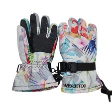 Boulder Gear Ski Gloves Floral Print Waterproof Insulated Adjustable Wrist Cuff