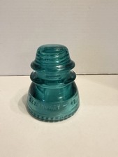 Hemingway 42 Vintage Glass Insulator Aqua/Teal Blue Made In USA