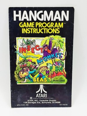 1978 ATARI 2600 COMPUTER VIDEOSPIEL ANLEITUNG - CX2662 HANGMAN