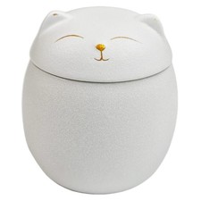Smiley Cat Shaped Pet Urn 3.2 x 2.9 inches For Small Dog And Cat Ashes White,M 