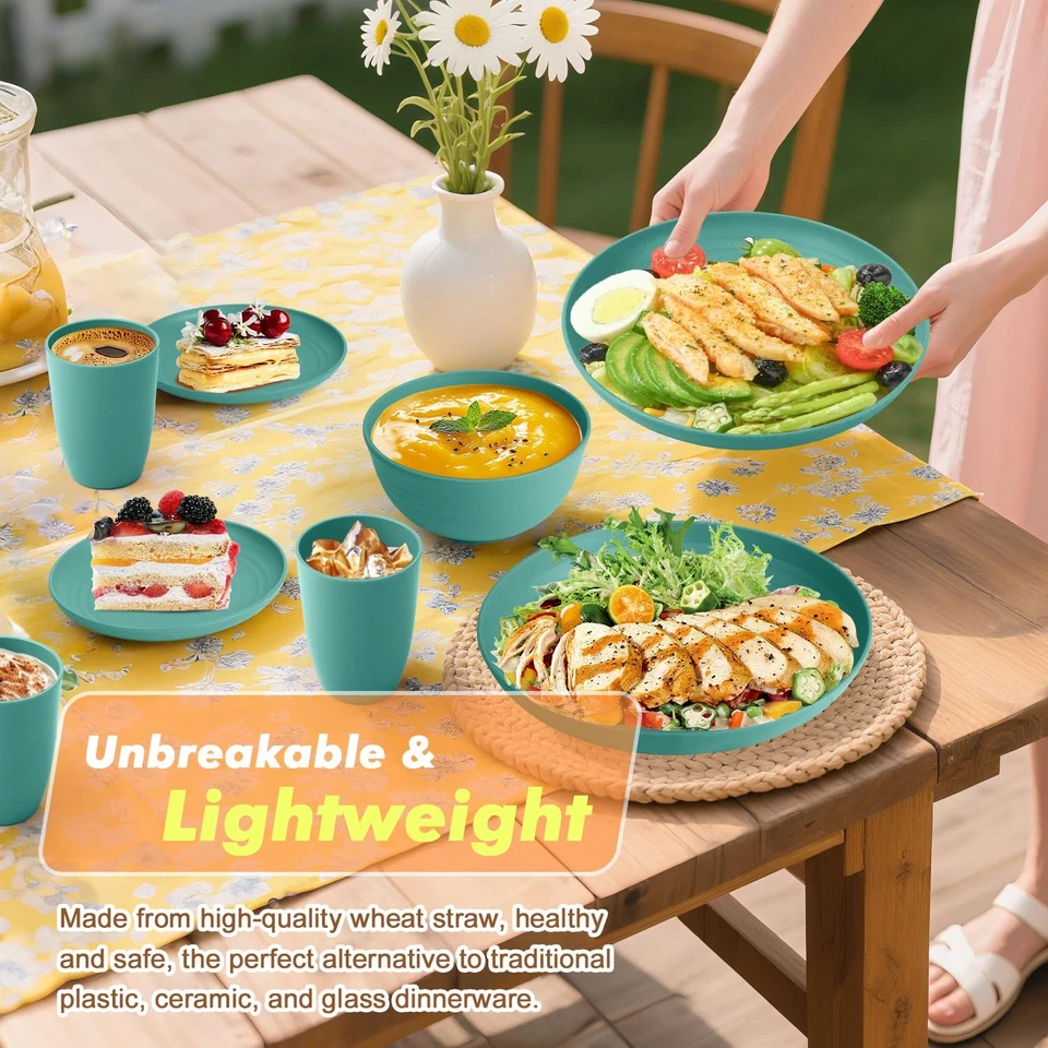 Wheat Straw Dinnerware Sets, Plates and Bowls Sets, 32-Piece Dish Set for 8, ... - Image 4 of 4