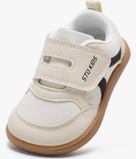 STQ KIDS Toddler 9 Cream Navy Hook and Loop Sneakers