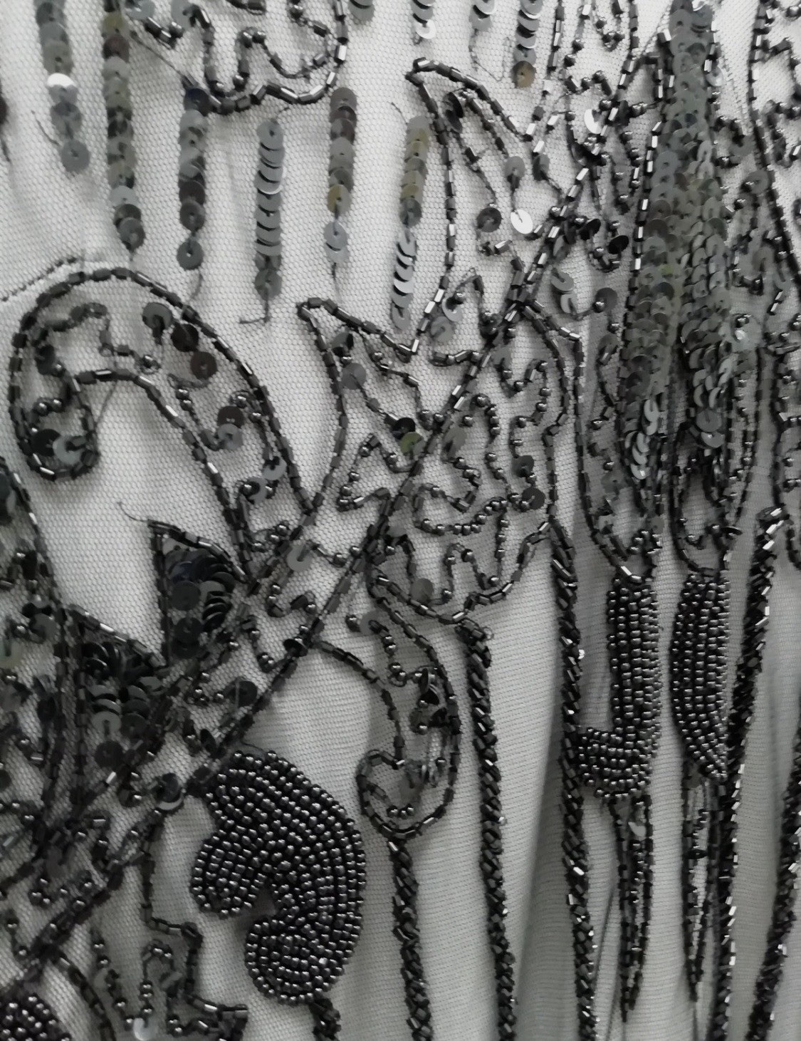 Gina Bacconi Sequin Beaded Mesh V Neck Longline Evening Black Range Tie Dress image 7