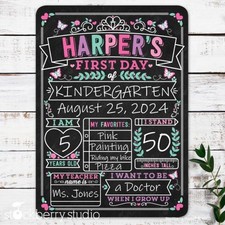 Princess First Day of School Dry Erase Sign Personalized Reusable Back to School