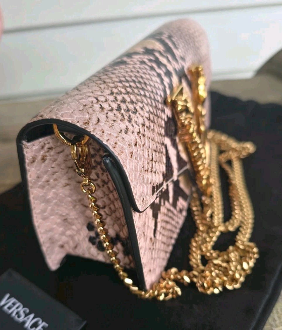 Versace Virtus Calf Leather Python Print  Mini Crossbody Shoulder Bag $1350 COA — image 5