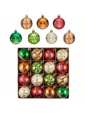 Christmas Ball Ornaments 16ct 2.36" Shatterproof Plastic Xmas Decor