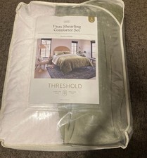 King Cozy Faux Shearling Comforter and Sham Set Green - Threshold