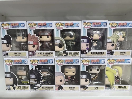 Funko Pop Naruto Lot of 10 Deidara Temari Sai Hidan Neji Choji Tenten Kotetsu