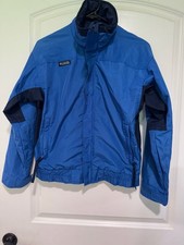 Vintage Columbia Youth Blue Hooded Rain Shell Jacket Gorpcore Size Large