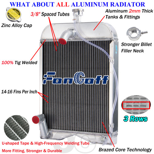 3 ROW Tractor Aluminum Radiator Fits Ford 8N 9N 2N Models 8N8005 ...