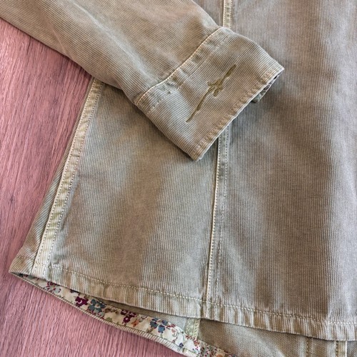 Ryan Michael Vintage Damen Pearl Snap Western Denim Hemd Floral Flip Cuff Grün S - Bild 7 von 9