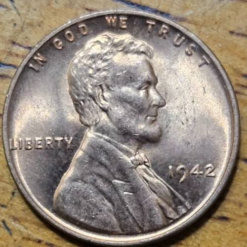 1942 Lincoln Wheat One Cent 1c Coin Red BU #AA759