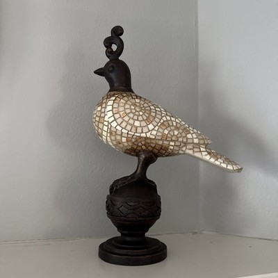 Vintage Large Heavy 17'' Quail Perched Bird Hand Laid Mosaic Stone Tiles Unique