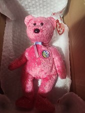 Ty Beanie Baby Decade hot pink - MWMT (2003 Bear BBOM) 10 Year Anniversary  New