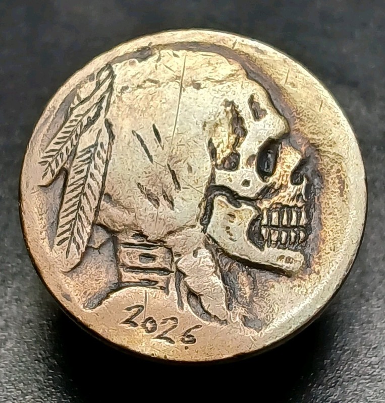 Buffalo Skull Hobo Nickel LEGIT Handmade #29 Of 2026 *My Best* 👌