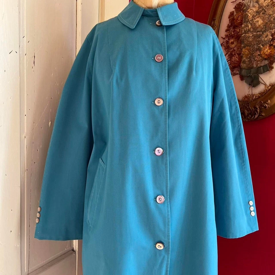 Abrigo Chaqueta Ligera Vintage Años 60 Azul Ceniza Algodón Crujiente Mod Tareas Diarias M/L Foto 3 de 4