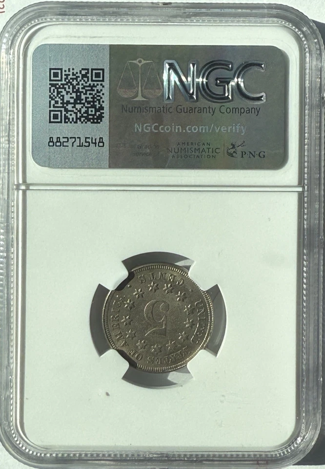 1867 Shield Nickel No Rays- NGC MS 61 - Free Shipping - Image 4 of 4