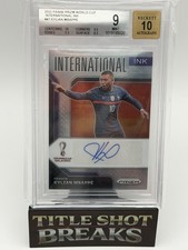 2022 Panini Prizm World Cup International Ink Autograph Kylian Mbappe Green Wave card