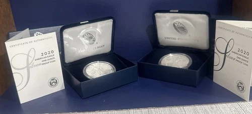 2x’s 2020 American $1 Eagle 1 oz Silver Proof MintMark S Coin