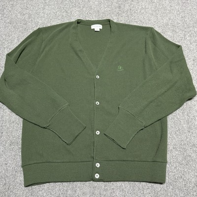 VTG Izod Cardigan Sweater Green Mens Large Preppy Grandpa 70s 80s