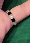 Vintage 925 Sterling Silver Ring Size 6 Black With Clear CZ Stones