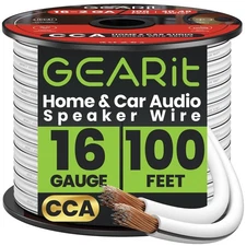 16AWG Speaker Wire 100ft for Home Theater & Car Speakers, White