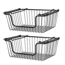 Stackable Metal Wire Storage Basket Set Pantry Countertop Kitchen/Bathroom