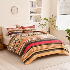 Queen Comforter Set 3 Pieces   Boho Geometric Tribal Floral Microfiber