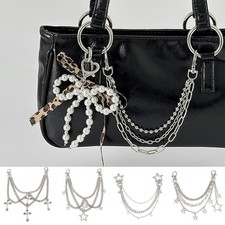 Decorative Bag Chain Accessory Silver Alloy Purse Charm with Keychain