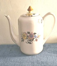 Vintage Large 3 Pint Floral Patterned Coffee Pot Ceramic Gold Trim 1.5 Litres
