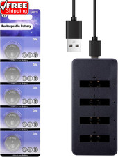 CR2025 Rechargeable Battery with Charger 3V Coin Button Cell Lithium-Ion Batteri