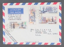 MayfairStamps Czechoslovakia 1989 Fountains Combo to Saranac Lake NY Air Mail Co