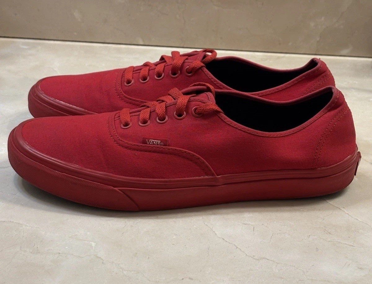 Vans Red Canvas Men's Sneakers Lace Up Logo Accent Round Toe Casual Shoes US 11
