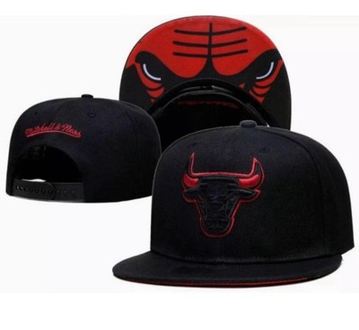 Chicago Bulls Black Snapback Hat Red Undervisor Adjustable Flat Brim Cap