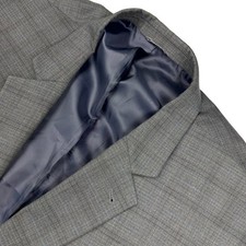 Oak Hill Men's Perfect Fit Polyester Blend 2-Button Blazer Gray Plaid   64R