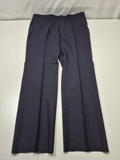 John Alexander Dress Pants Men's 46x36 Blue Wool Flat Front Unhemmed Made in USA