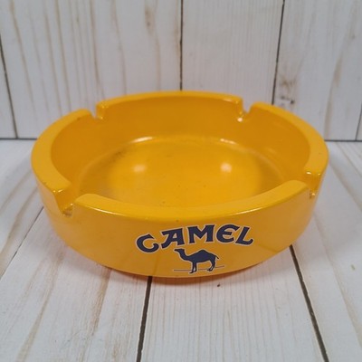 Vintage Camel Cigarettes Glass Ashtray Yellow 5.5-Inch Switzerland (Flaw)