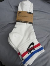 NEW Nike Everyday Essential DRI-FIT Ankle Socks Large 8-12 3 Pack DX5080 WHITE