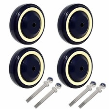 4" 4 Pack Shopping Cart Wheel Polyurethane Stepped and Full Tread Face w/Doub...