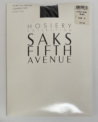 Saks Fifth Avenue Hosiery Lycra 3D Opaque Control Top Black Size B Pantyhose 